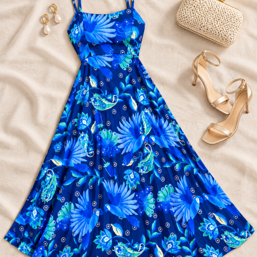 Vestido longo Plissado